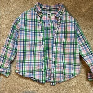 Janie and Jack Classic Green and Pink Plaid Shirt